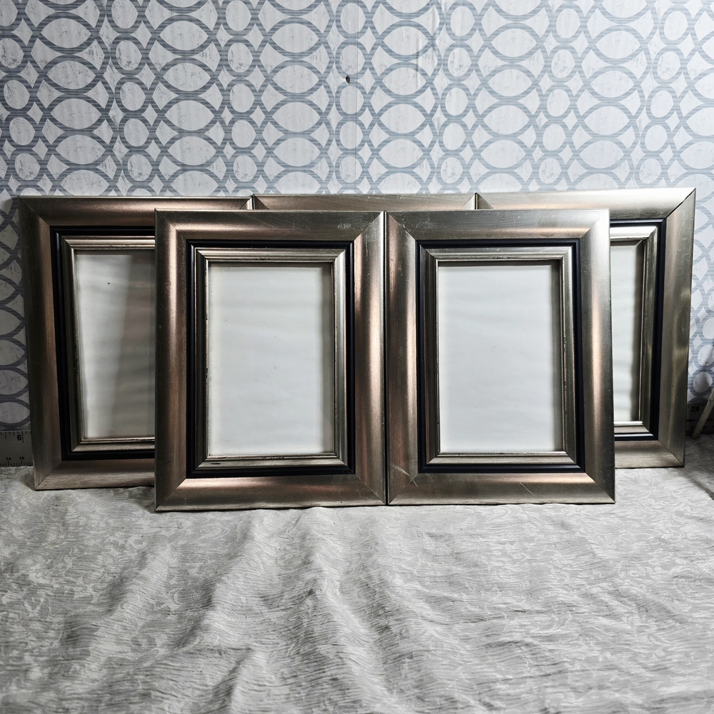 Lot of 5 Silver Black 4x6 Picture Frames Gallery Wall Set Champagne Tiered Decor